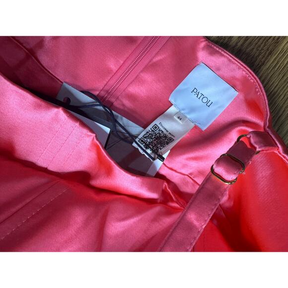 PATOU Pink Cotton Blend Satin Mini Dress FR 44 Cutout Waist Cocktail Party Dress - Picture 6 of 16